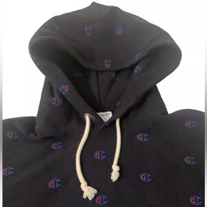 Champion Reverse Weave Hoodie Medium Black With Logo.